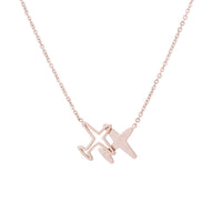 18k Rose Gold-Plated Airplane Pendant Necklace - streetregion