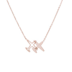 18k Rose Gold-Plated Airplane Pendant Necklace - streetregion