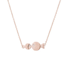 Cubic Zirconia & 18K Rose Gold-Plated Fish Pendant Necklace