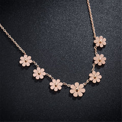 18k Rose Gold-Plated Sunflower Station Necklace - streetregion