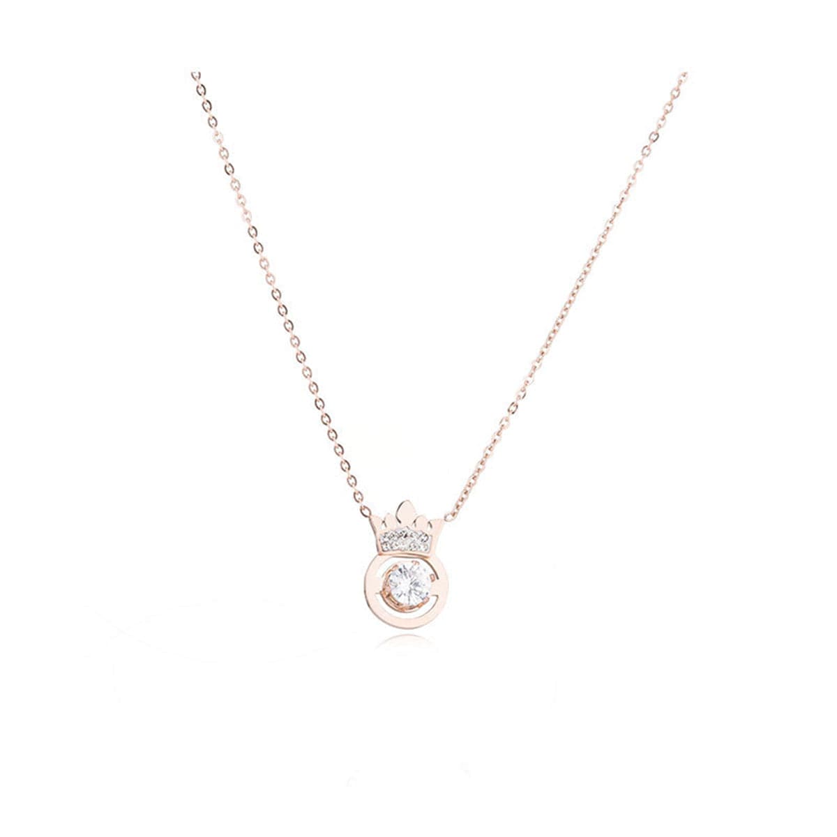 cubic zirconia & 18k Rose Gold-Plated Crown Pendant Necklace - streetregion