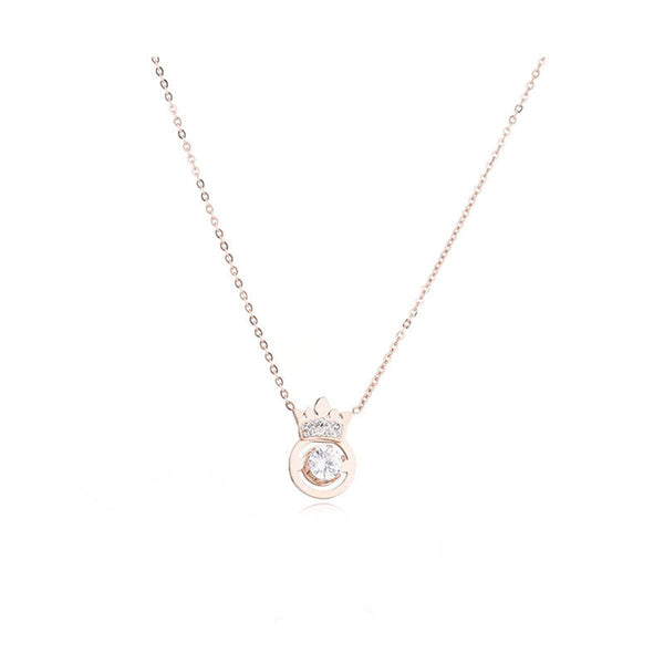 cubic zirconia & 18k Rose Gold-Plated Crown Pendant Necklace - streetregion