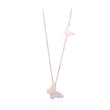 Cubic Zirconia & 18k Rose Gold-Plated Butterfly Pendant Necklace