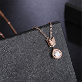 cubic zirconia & 18k Rose Gold-Plated Butterfly Pendant Necklace - streetregion
