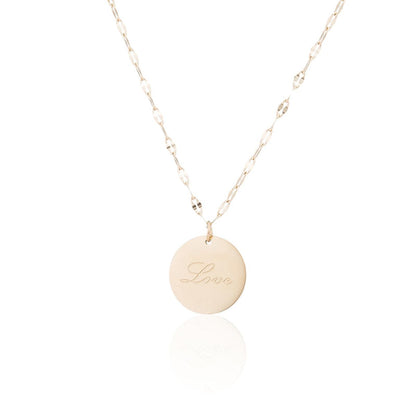 18K Rose Gold-Plated 'Love' Pendant Necklace, rose gold pendant necklace for women, vintage-inspired design, side view