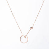 18k Rose Gold-Plated Hollow Circle & Bar Pendant Necklace - streetregion