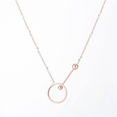 18k Rose Gold-Plated Hollow Circle & Bar Pendant Necklace - streetregion