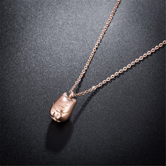 18k Rose Gold-Plated Cute Kitty Pendant Necklace - streetregion
