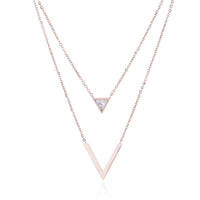 cubic zirconia & 18k Rose Gold-Plated Triangle Layered Necklace - streetregion