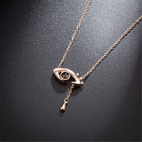 Cubic Zirconia & 18k Rose Gold-Plated Eye & Teardrop Pendant Necklace