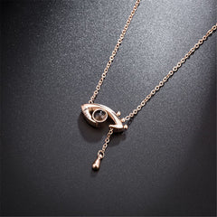 Cubic Zirconia & 18K Rose Gold-Plated Eye & Teardrop Pendant Necklace