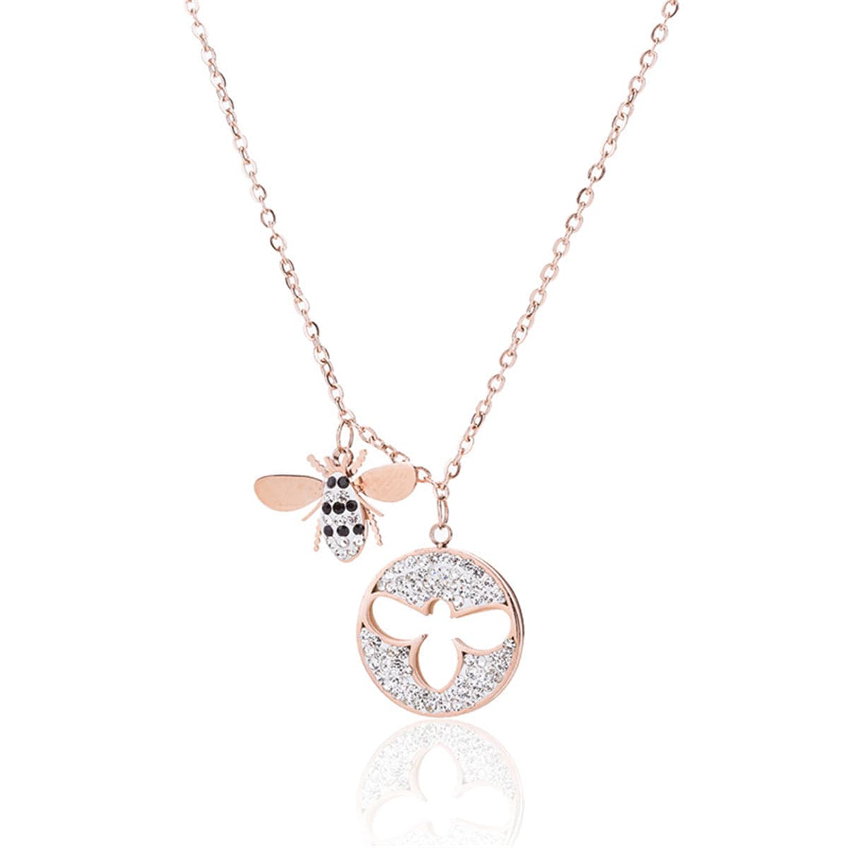 cubic zirconia & 18k Rose Gold-Plated Pendant Necklace - streetregion