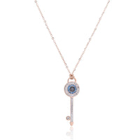 Cubic Zirconia & 18k Rose Gold-Plated Key Pendant Necklace