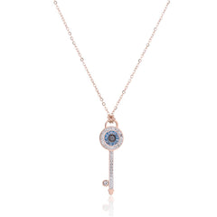 Cubic Zirconia & 18K Rose Gold-Plated Key Pendant Necklace