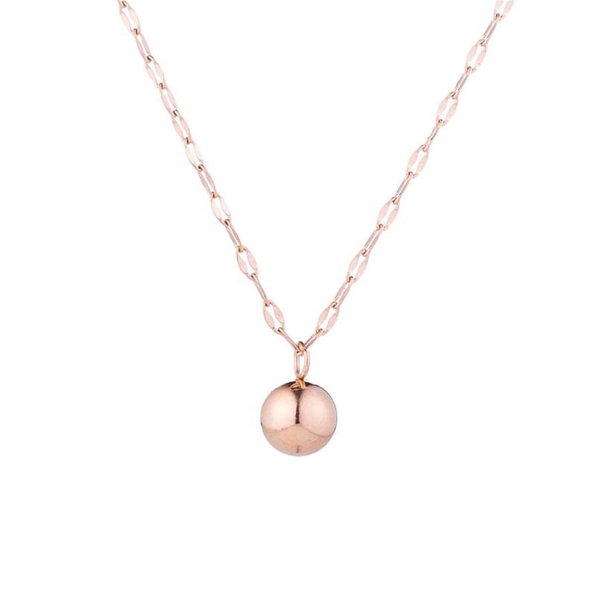 18K Rose Gold-Plated Ball Pendant Necklace, rose gold pendant necklace for women, everyday style, front view