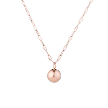 18K Rose Gold-Plated Ball Pendant Necklace, rose gold pendant necklace for women, everyday style, front view