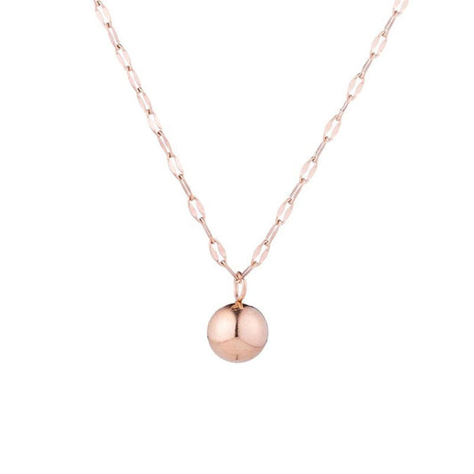 18K Rose Gold-Plated Ball Pendant Necklace, rose gold pendant necklace for women, everyday style, front view