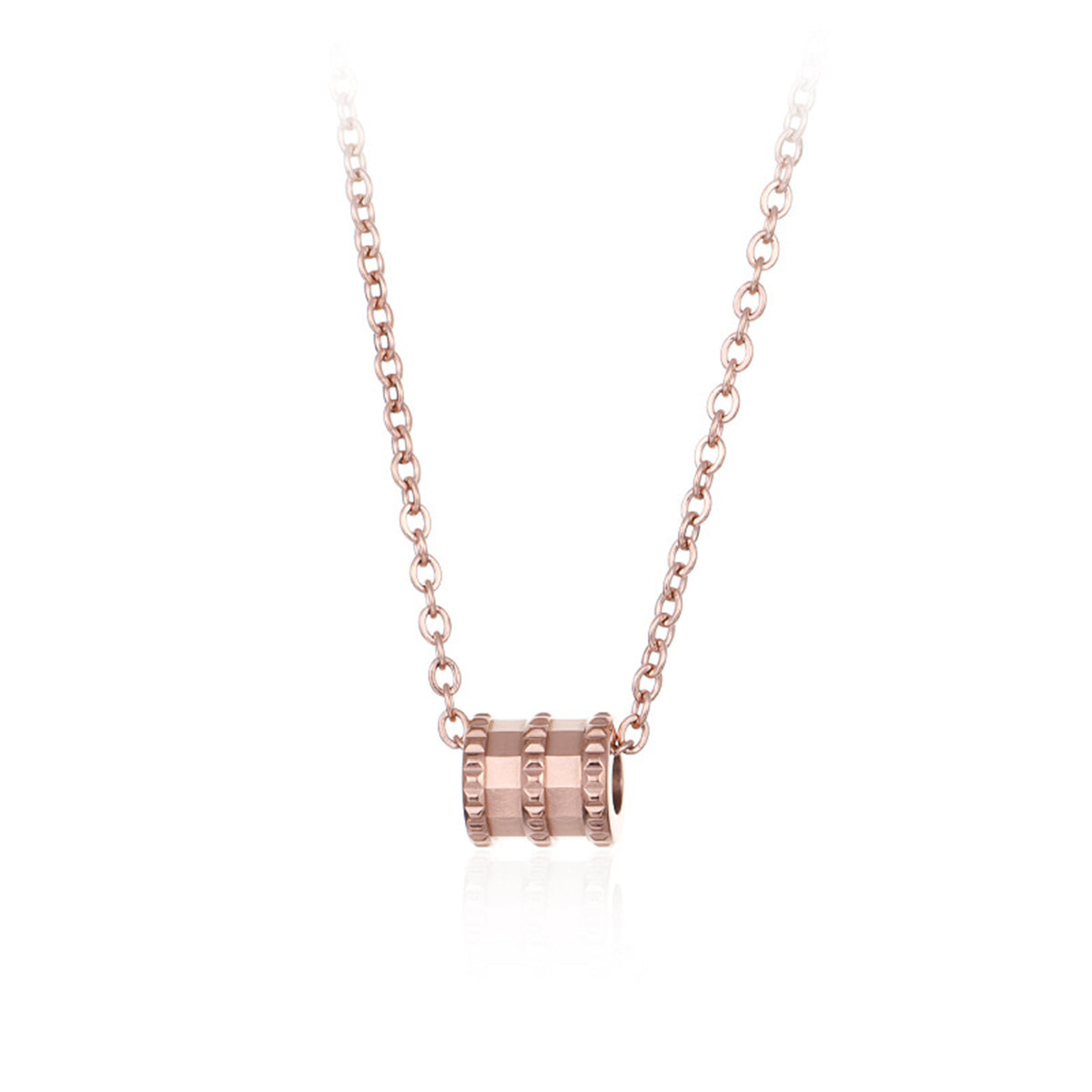 18K Rose Gold-Plated Coil Pendant Necklace, rose gold pendant necklace for women, botanical inspired, front view