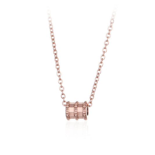 18K Rose Gold-Plated Coil Pendant Necklace, rose gold pendant necklace for women, botanical inspired, front view