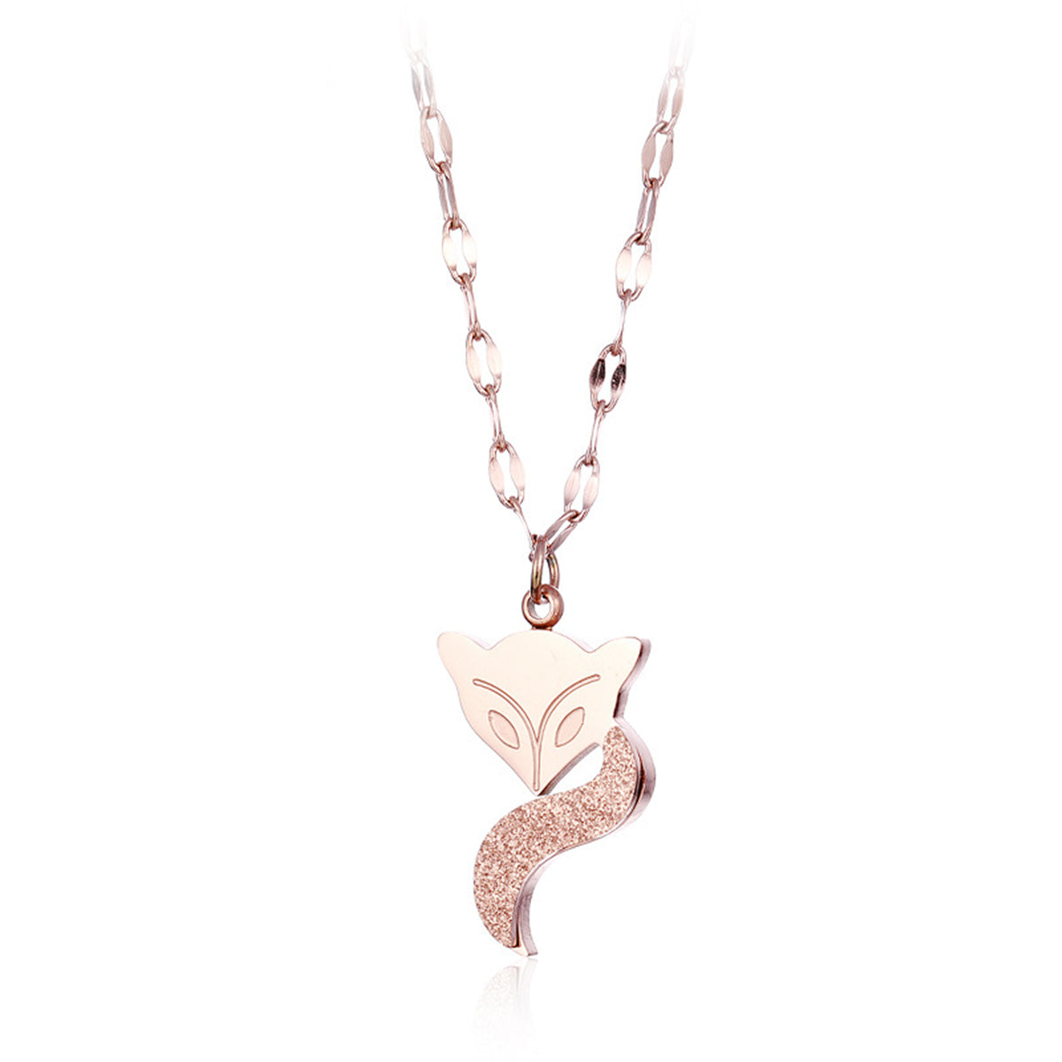 18K Rose Gold-Plated Fox Pendant Necklace, rose gold pendant necklace for women, dainty minimalist design, side view