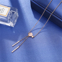 Cubic Zirconia & 18k Rose Gold-Plated Fish Bar Pendant Necklace
