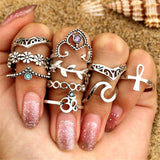 Cubic Zirconia & Silver-Plated Leaf Ring Set
