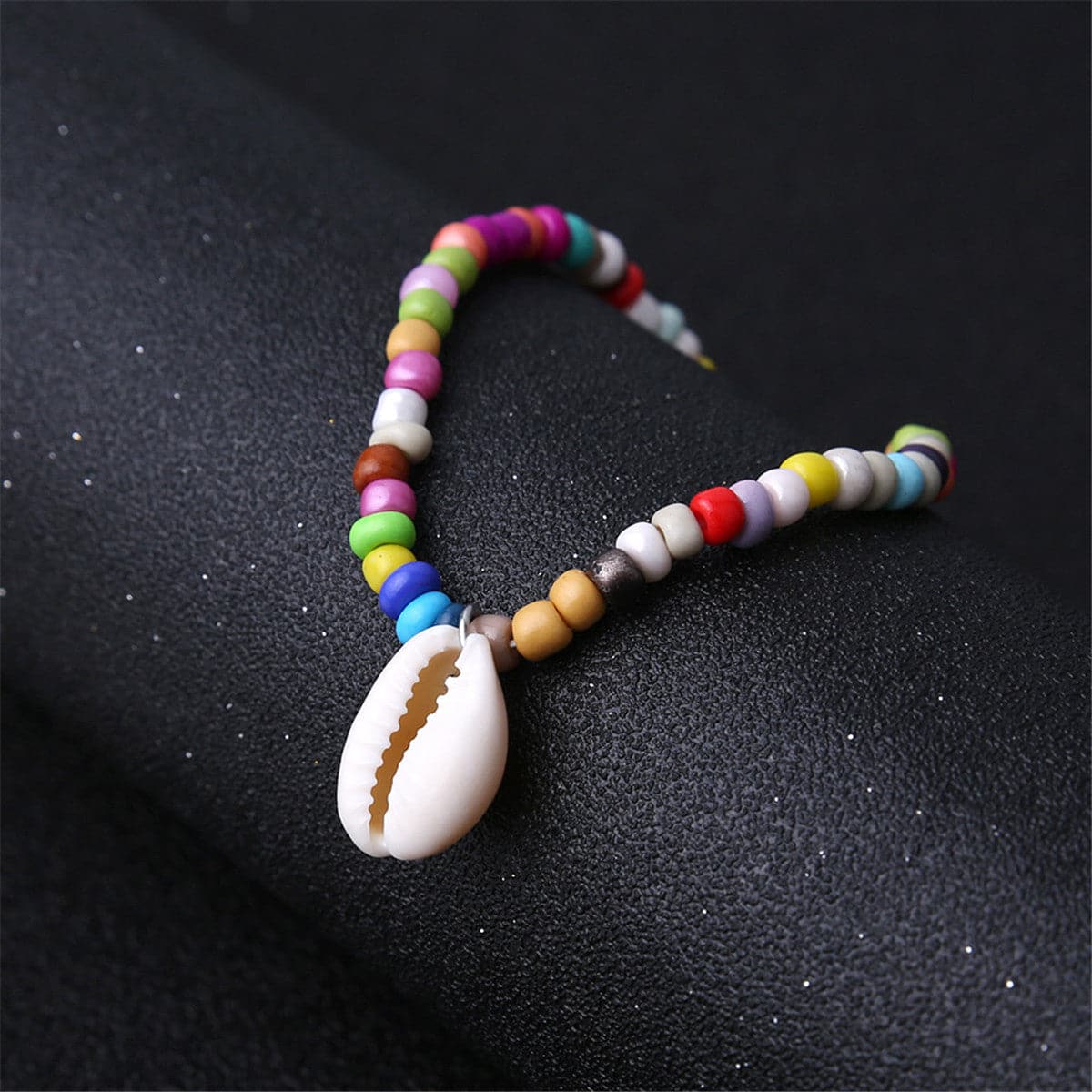 Teal Multicolor Howlite and Shell Charm Anklet, anklet bracelet, botanical inspired, lifestyle look