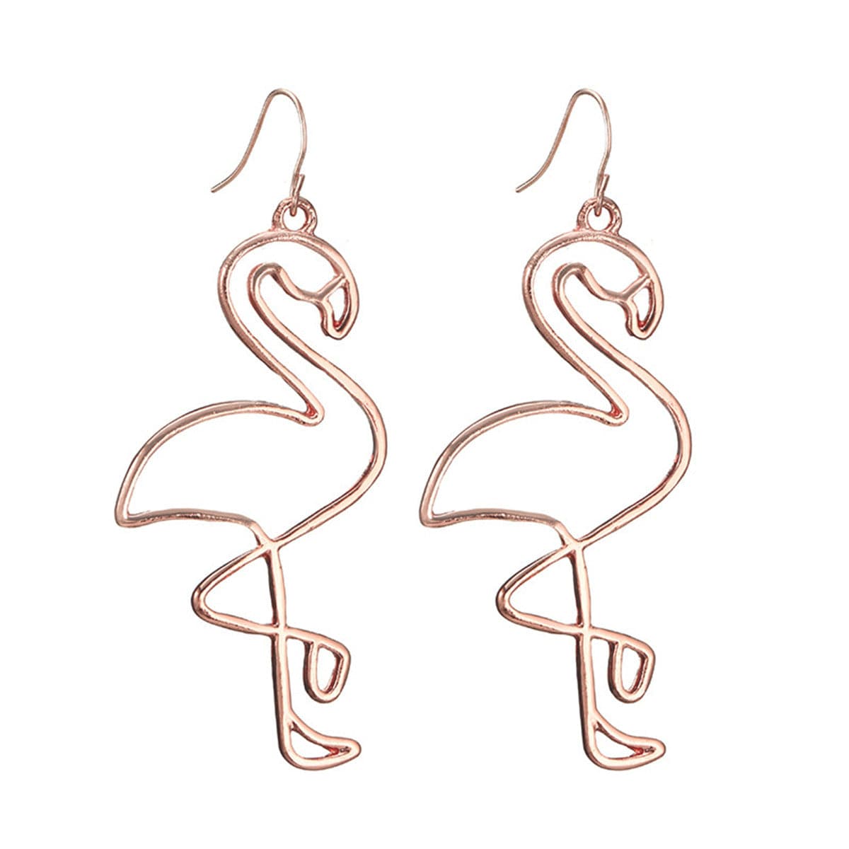 18K Gold-Plated Flamingo Drop Earrings, gold drop earrings for women, botanical inspired, detail close-up