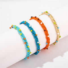 Blue & Orange Bead-Accent Adjustable Bracelet Set