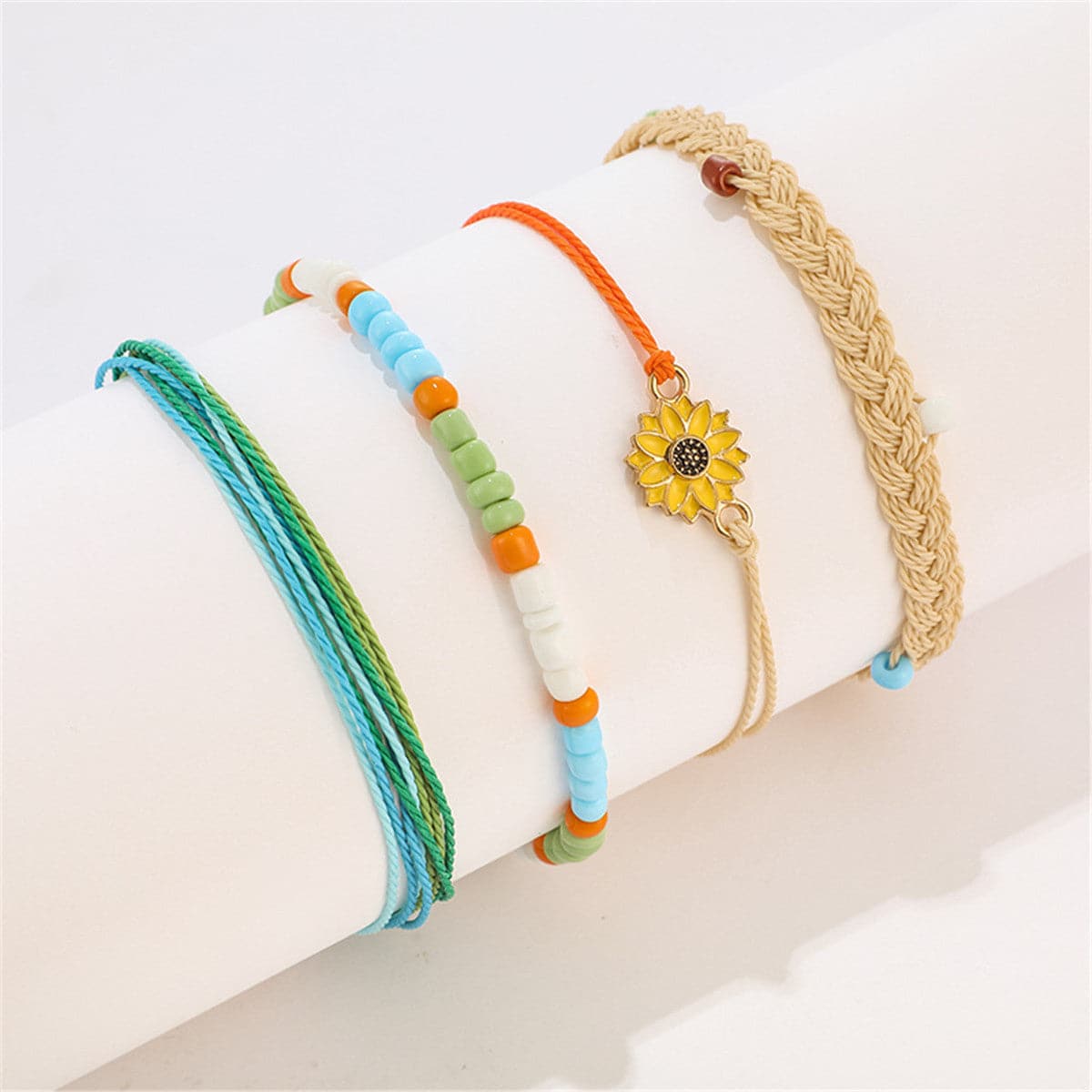 Howlite & Yellow Enamel Mum Beaded Bracelet Set