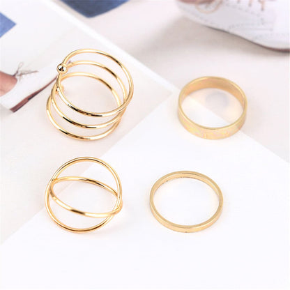 18K Gold-Plated Simplicity Stackable Ring Set, jewelry gift sets for women, botanical inspired, detail close-up