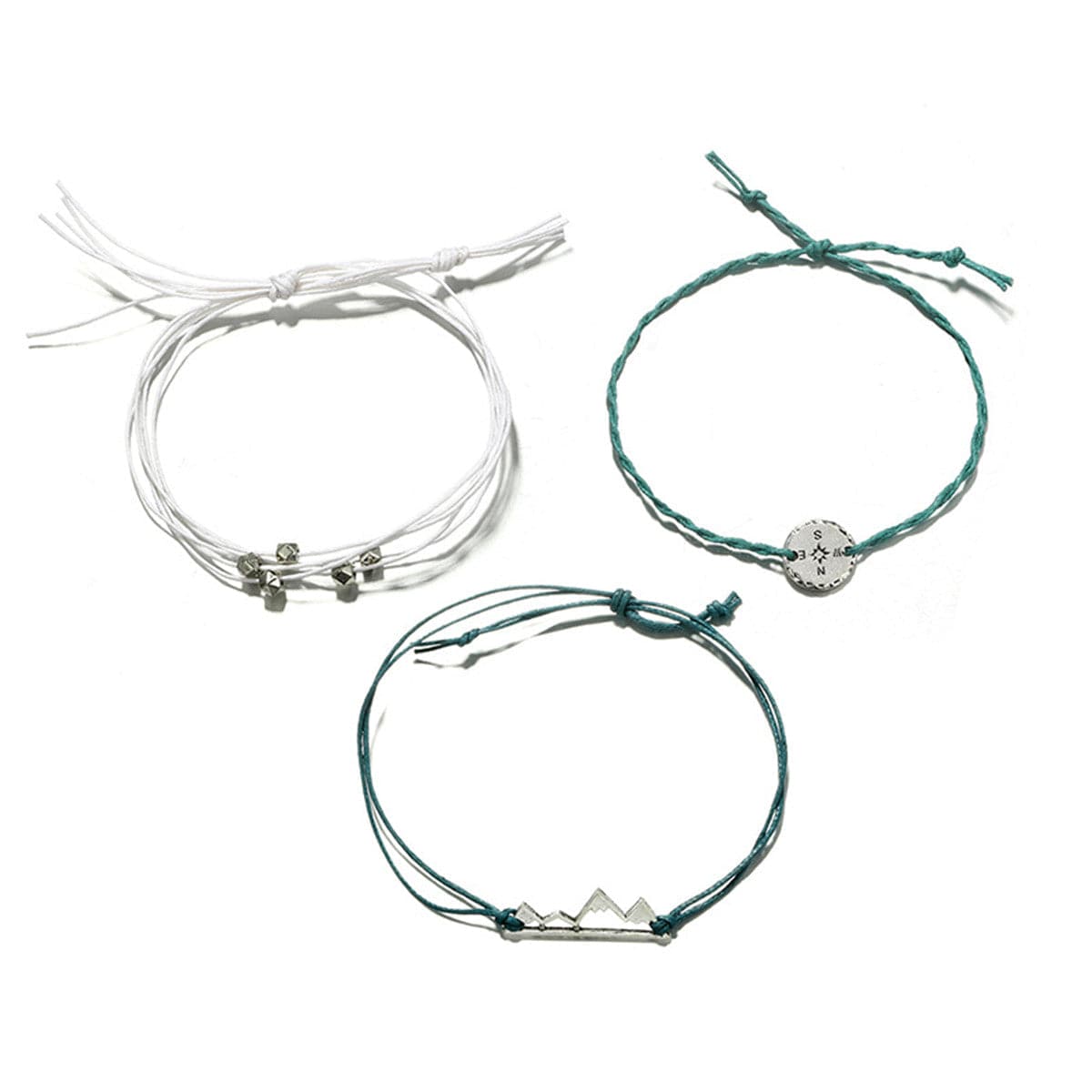 Vibre and Silver-Plated Mountain Peak Bracelet Set, jewelry gift sets for women, dainty minimalist design, side view