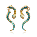 Blue Cubic Zirconia & 18k Gold-Plated Snake Drop Earrings