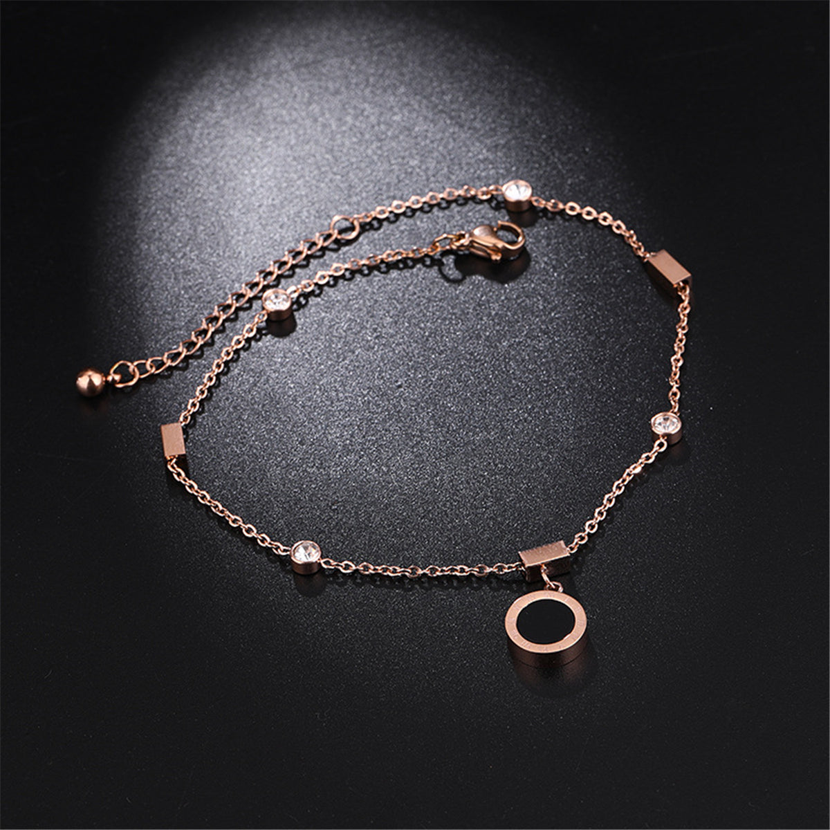 18K Rose Gold-Plated Roman Numeral Charm Anklet