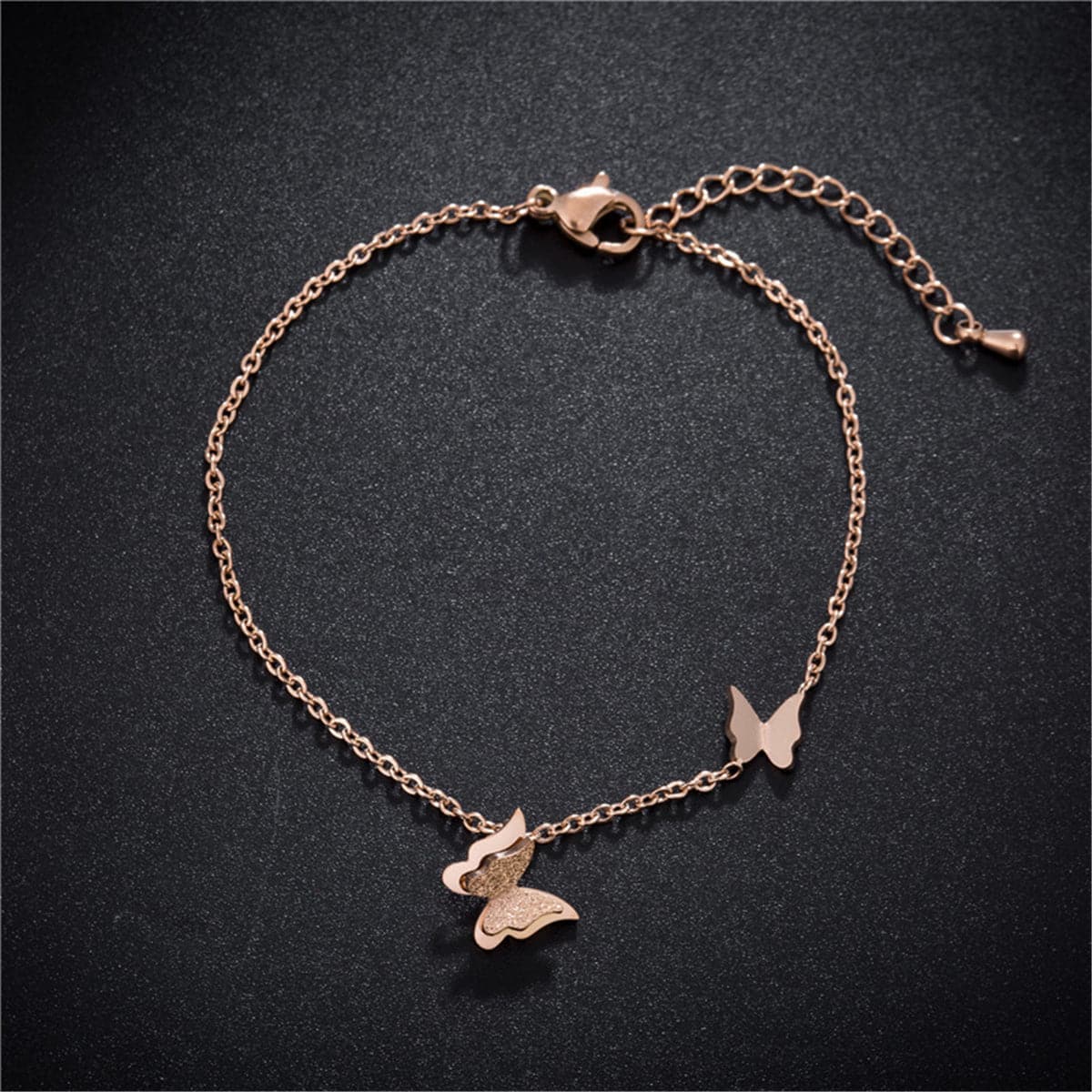 18K Rose Gold-Plated Double Butterfly Anklet