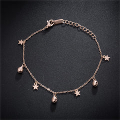 18K Rose Gold-Plated Star & Bell Station Anklet