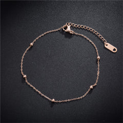 18K Rose Gold-Plated Beaded Station Anklet