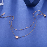 18k Rose Gold-Plated Heart Charm Layer Anklet
