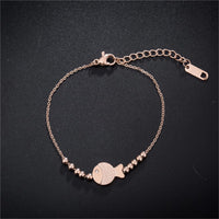 18k Rose Gold-Plated Frosted Fish & Bead Anklet