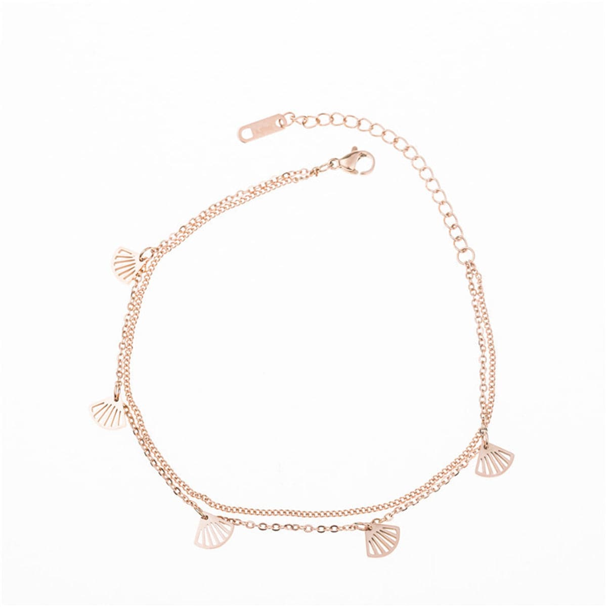 18K Rose Gold-Plated Gingko Leaves Charm Bracelet