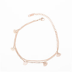 18K Rose Gold-Plated Gingko Leaves Charm Bracelet