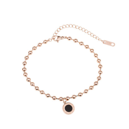 18K Rose Gold-Plated Roman Numeral Link Bracelet, rose gold bracelet for women, botanical inspired, front view