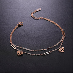 18K Rose Gold-Plated Heart Layer Anklet