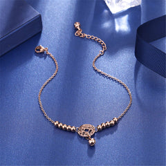 18K Rose Gold-Plated Coin Charm Bead Anklet