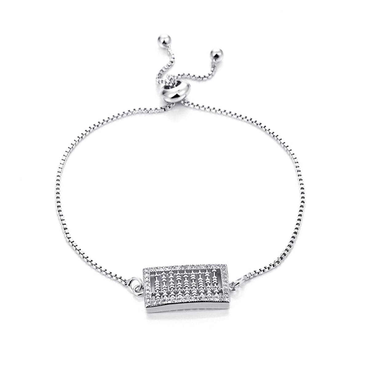 Cubic Zirconia & Silver-Plated Abacus Charm Adjustable Bracelet