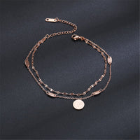 18k Rose Gold-Plated Coin Layer Anklet