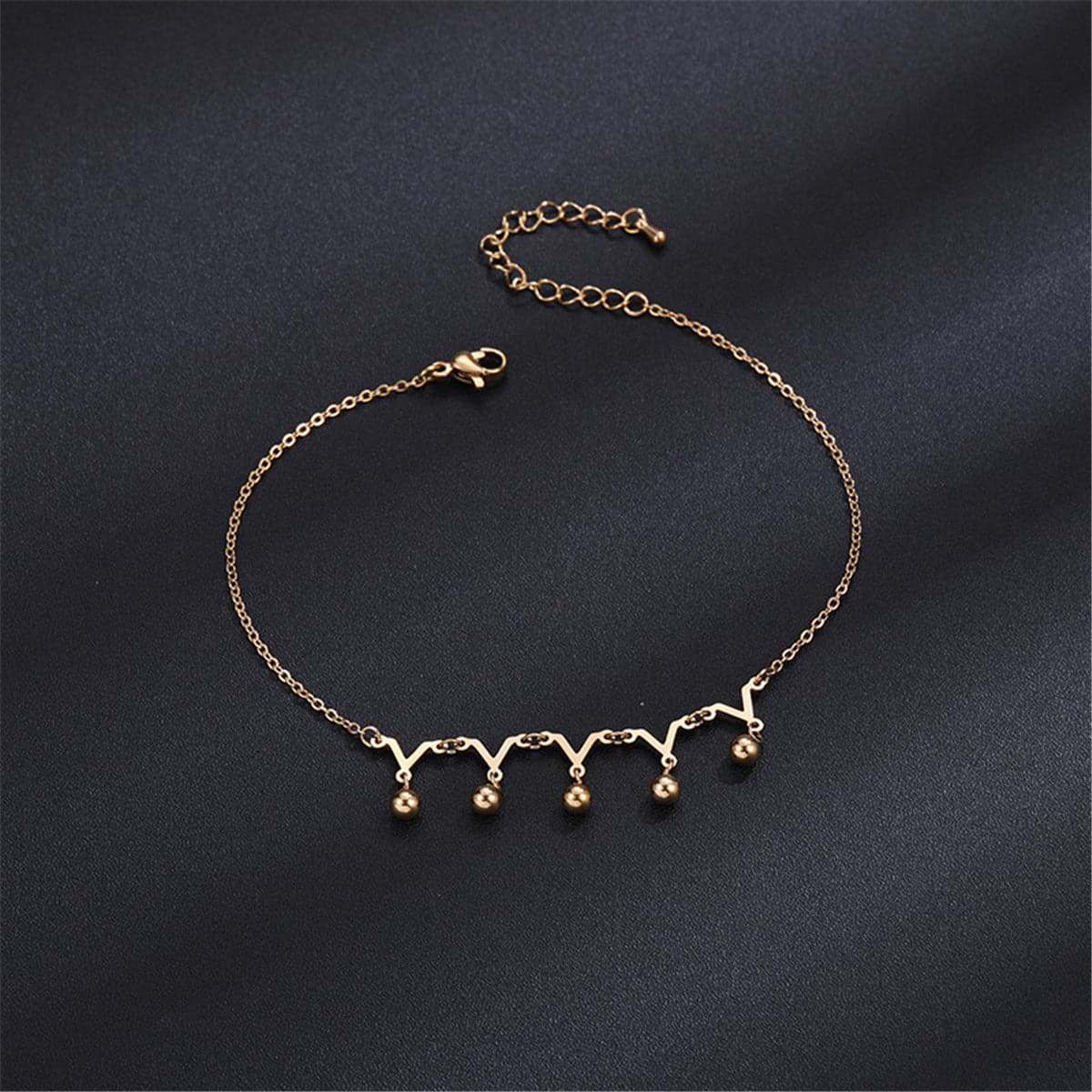 18K Rose Gold-Plated Crown Charm Anklet, rose gold anklet bracelet, elegant gift for her, front view
