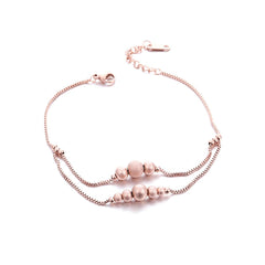 18K Rose Gold-Plated Frosted Bead Layer Anklet