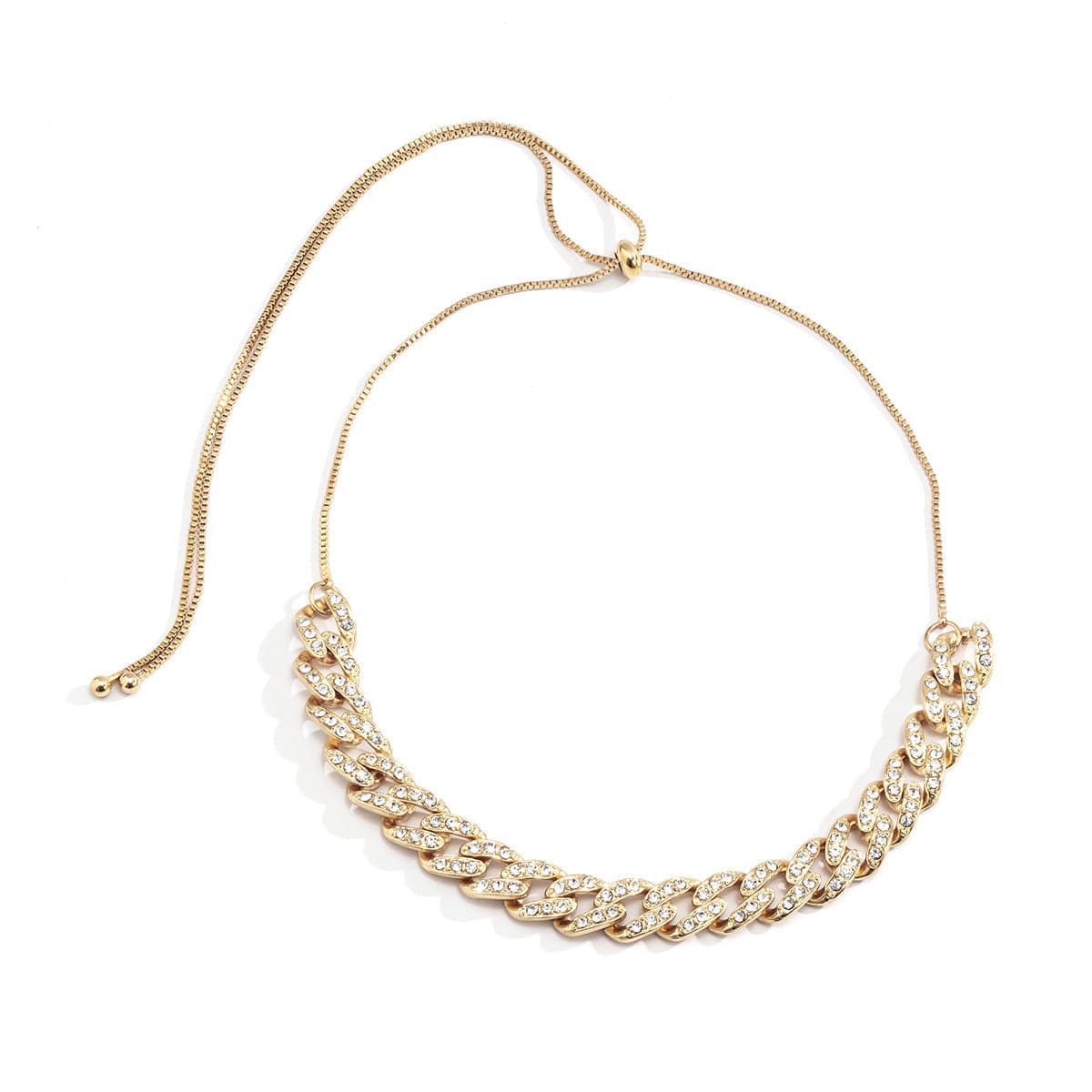 Cubic Zirconia and 18K Gold-Plated Figaro Statement Necklace, gold pendant necklace for women, botanical inspired, side view