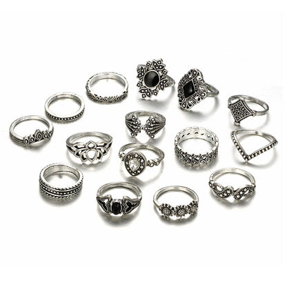 Cubic Zirconia and Resin Silver-Plated Sunflower Ring Set, jewelry gift sets for women, detail close-up